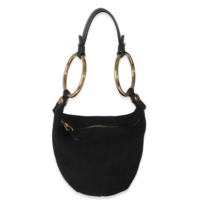 Chloé Black Suede Small Gold Bracelet Bag Handbag fv