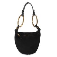 Chloé Black Suede Small Gold Bracelet Bag Handbag fv