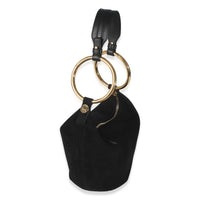 Chloé Black Suede Small Gold Bracelet Bag Handbag pv