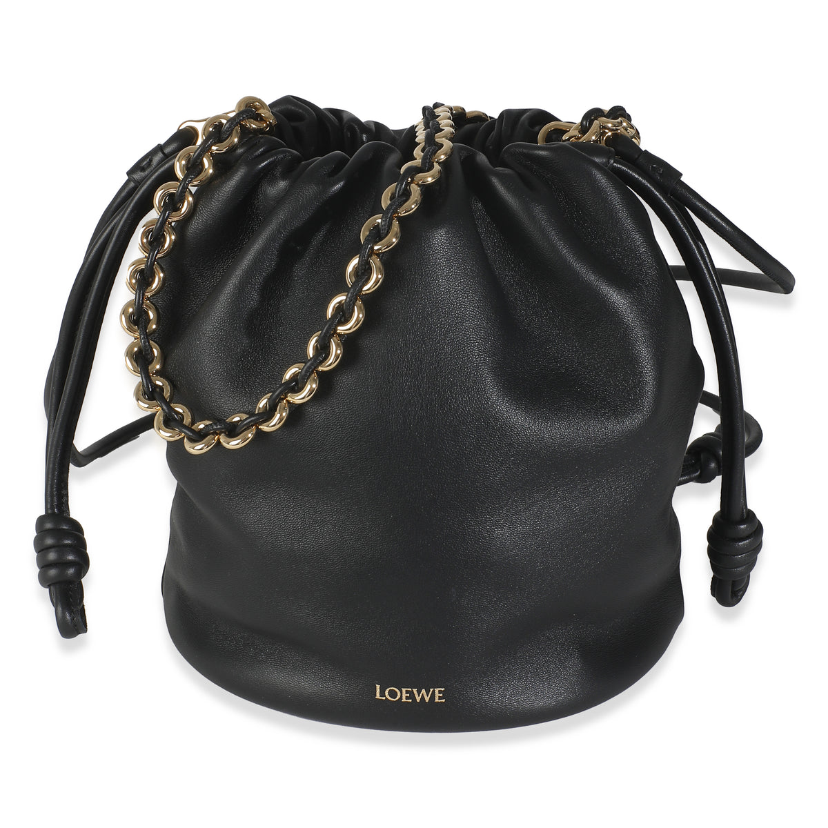 Black Mellow Nappa Flamenco Purse Bucket Bag