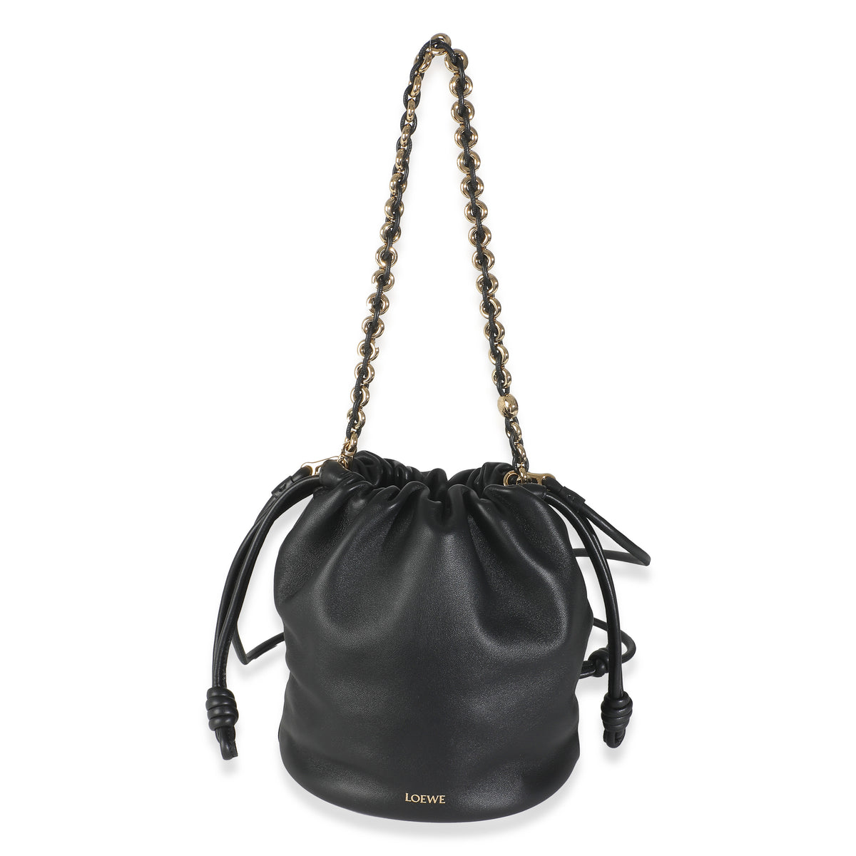 Black Mellow Nappa Flamenco Purse Bucket Bag