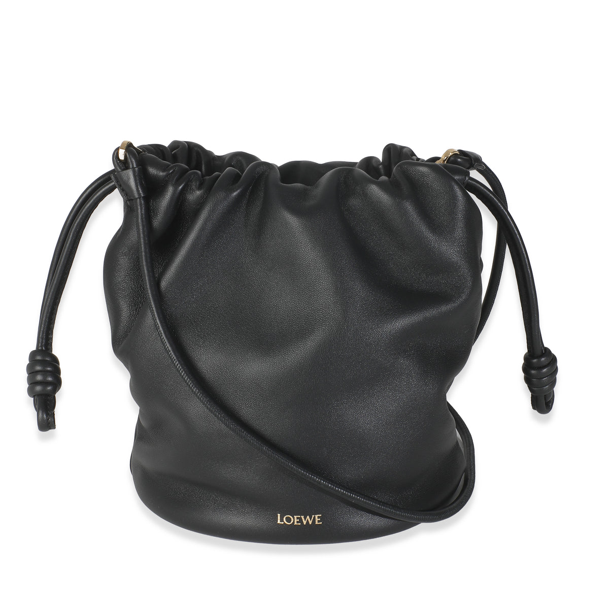 Black Mellow Nappa Flamenco Purse Bucket Bag