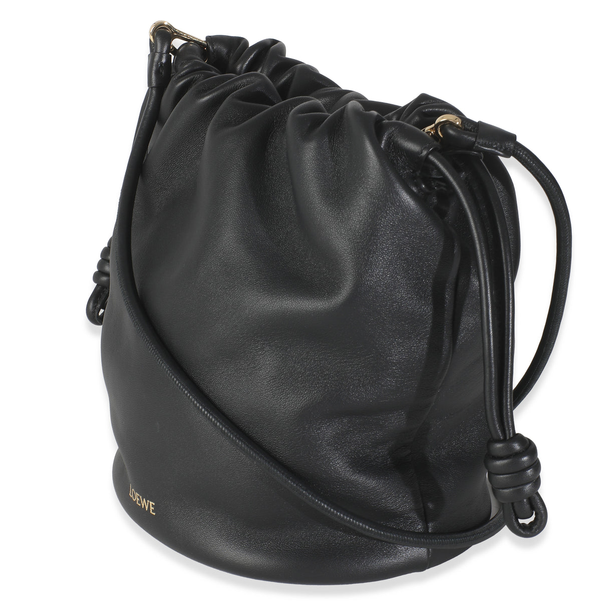 Black Mellow Nappa Flamenco Purse Bucket Bag