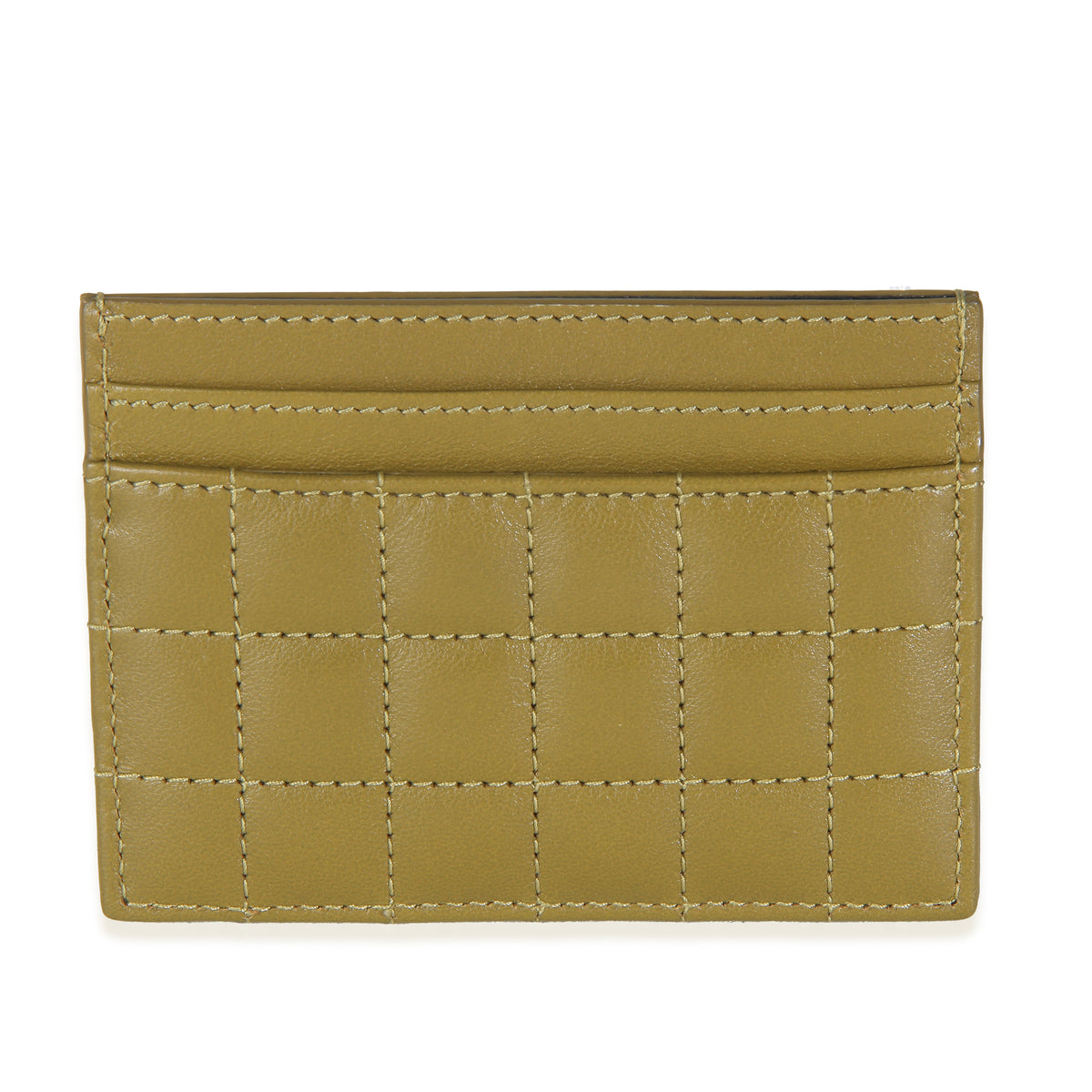 Saint Laurent Olive Drab Quilted Lambskin Cassandre Credit Card Case Wallet bv