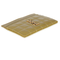 Saint Laurent Olive Drab Quilted Lambskin Cassandre Credit Card Case Wallet clasp