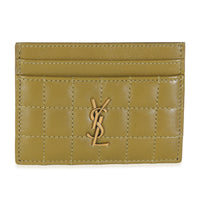 Saint Laurent Olive Drab Quilted Lambskin Cassandre Credit Card Case Wallet fv