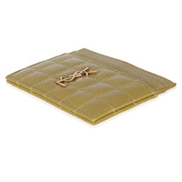 Olive Drab Quilted Lambskin Cassandre Credit Card Case