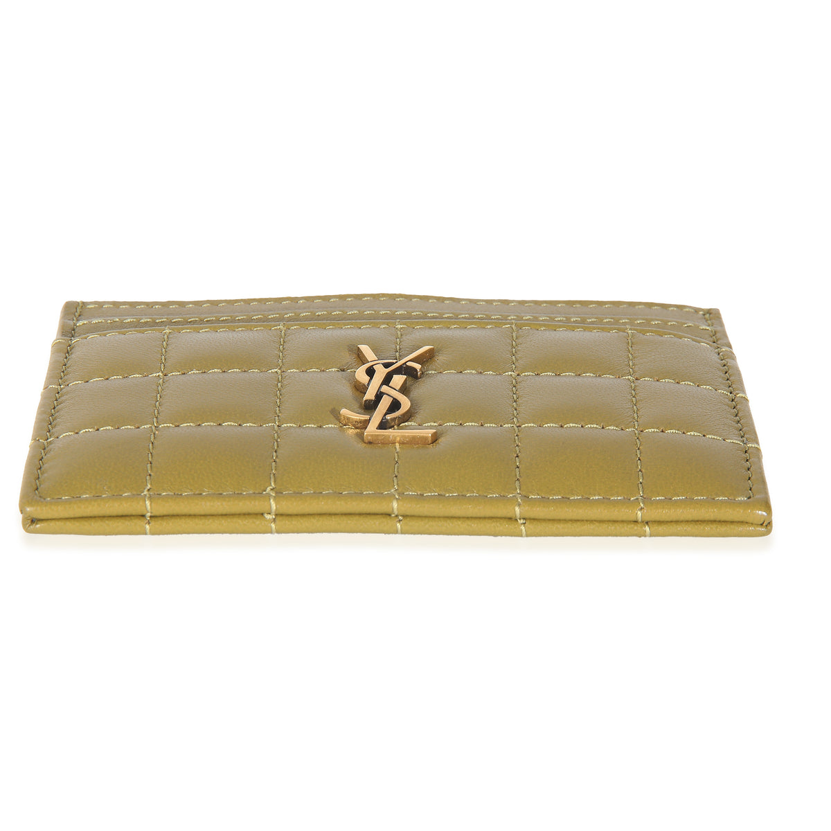Olive Drab Quilted Lambskin Cassandre Credit Card Case