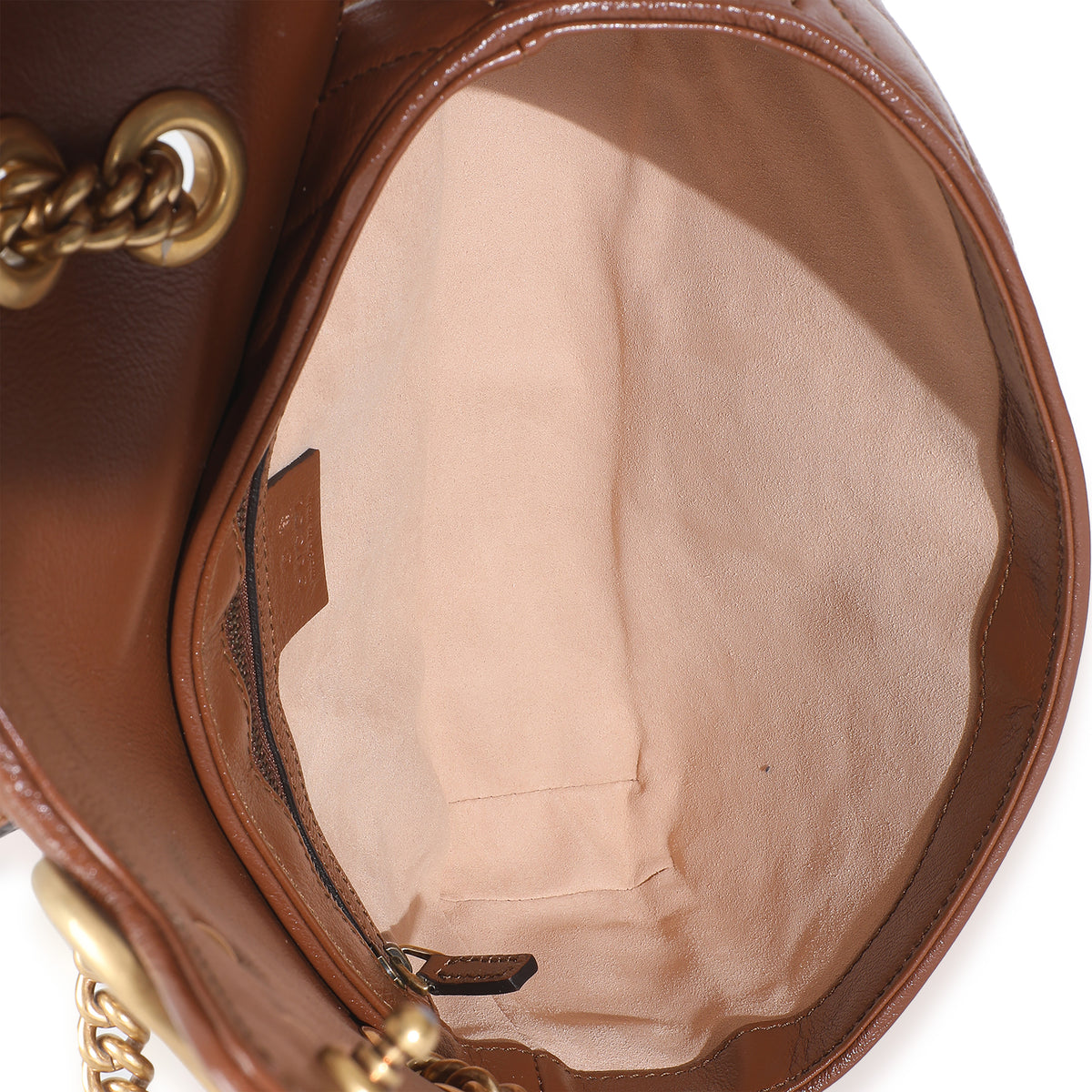 Brown Azalea Calfskin Matelasse Diagonal GG Marmont Shoulder Bag