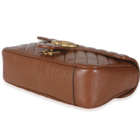 Brown Azalea Calfskin Matelasse Diagonal GG Marmont Shoulder Bag