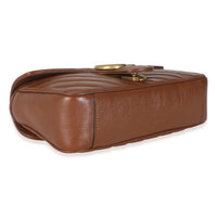 Brown Azalea Calfskin Matelasse Diagonal GG Marmont Shoulder Bag