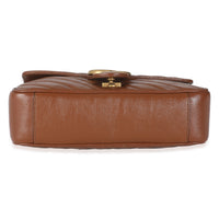 Brown Azalea Calfskin Matelasse Diagonal GG Marmont Shoulder Bag