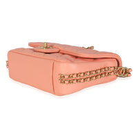 Coral Quilted Caviar Coco You Mini Flap Handbag