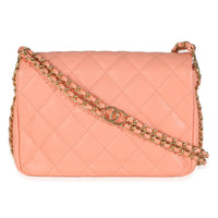 Coral Quilted Caviar Coco You Mini Flap Handbag