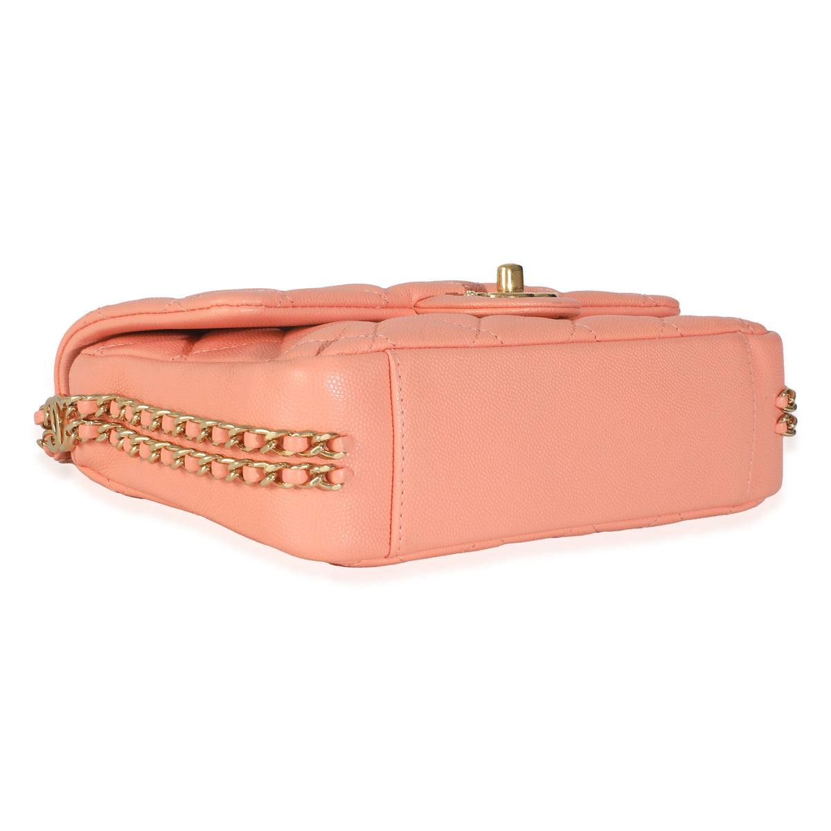 Coral Quilted Caviar Coco You Mini Flap Handbag