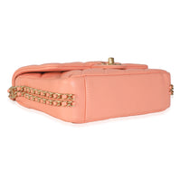 Coral Quilted Caviar Coco You Mini Flap Handbag