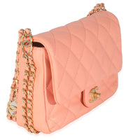 Coral Quilted Caviar Coco You Mini Flap Handbag