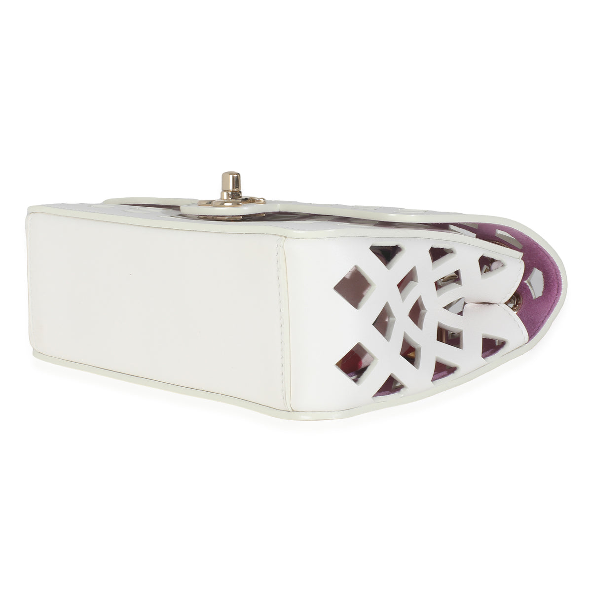 White Lambskin Small See Through Flap Bag