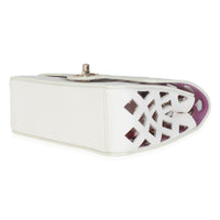 White Lambskin Small See Through Flap Bag