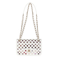 White Lambskin Small See Through Flap Bag