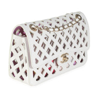 White Lambskin Small See Through Flap Bag