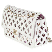 White Lambskin Small See Through Flap Bag