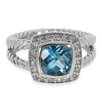 Sterling Silver Blue Topaz and Diamond Petite Albion Ring
