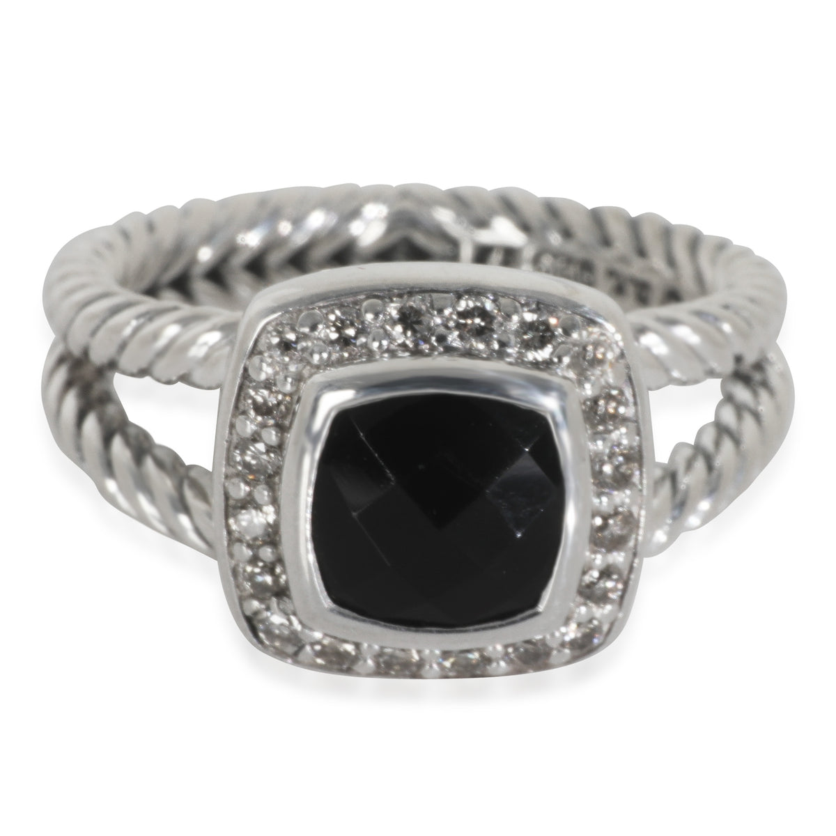 Sterling Silver Onyx and Diamond Petite Albion Ring