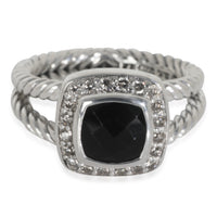 Sterling Silver Onyx and Diamond Petite Albion Ring