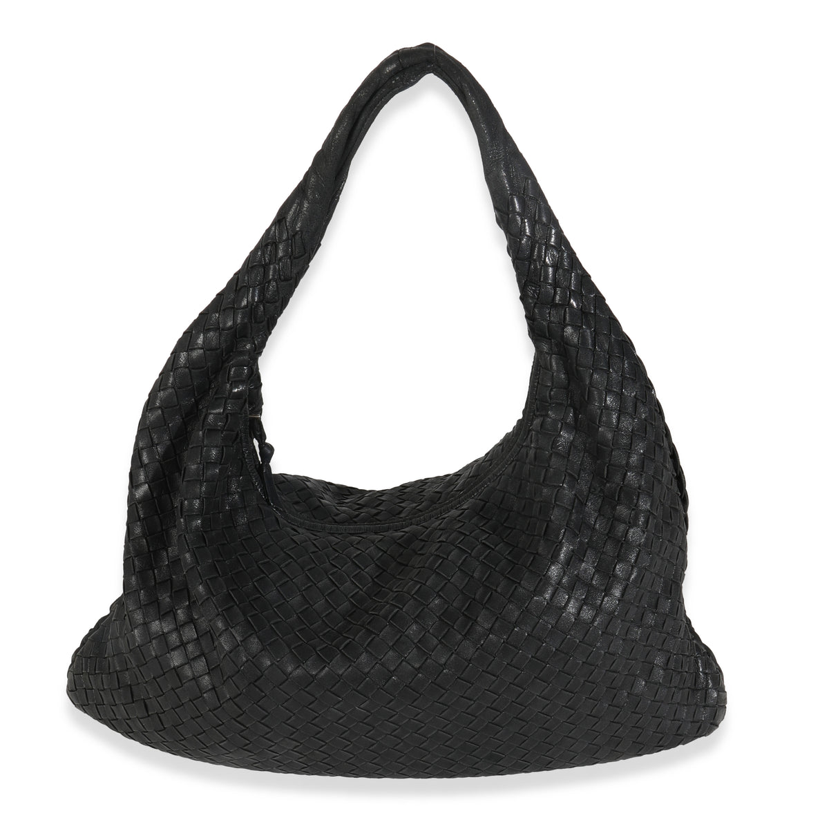 Black Nappa Intrecciato Medium Hobo