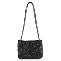 Black Calfskin Matelasse Studded Small Niki Chain Bag