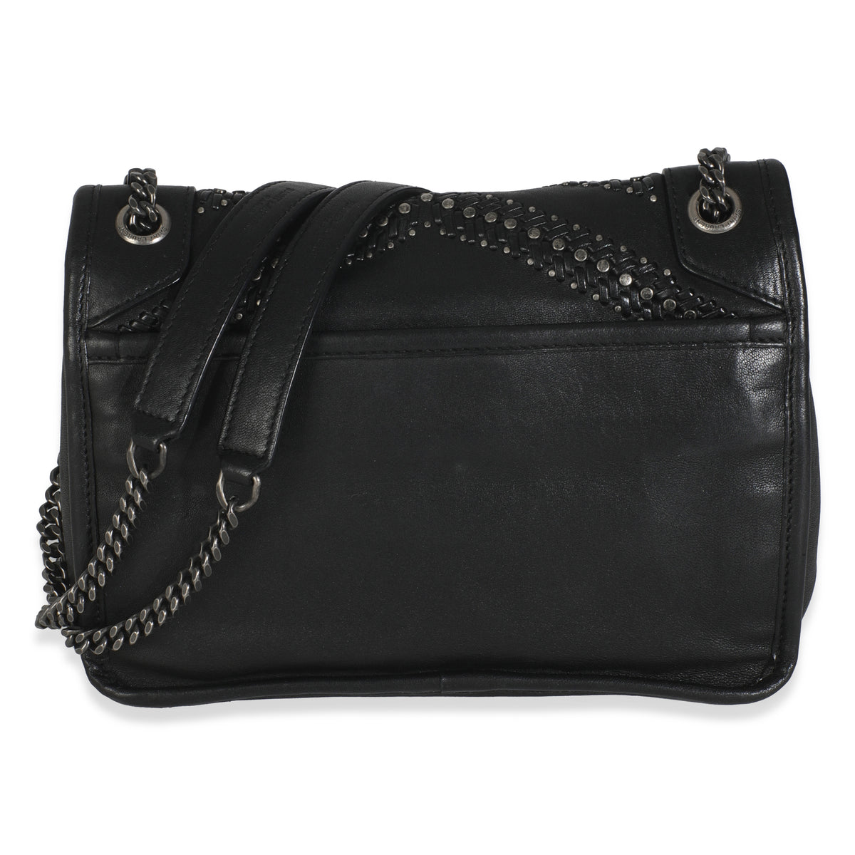 Black Calfskin Matelasse Studded Small Niki Chain Bag