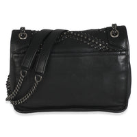 Black Calfskin Matelasse Studded Small Niki Chain Bag