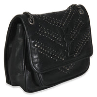 Black Calfskin Matelasse Studded Small Niki Chain Bag