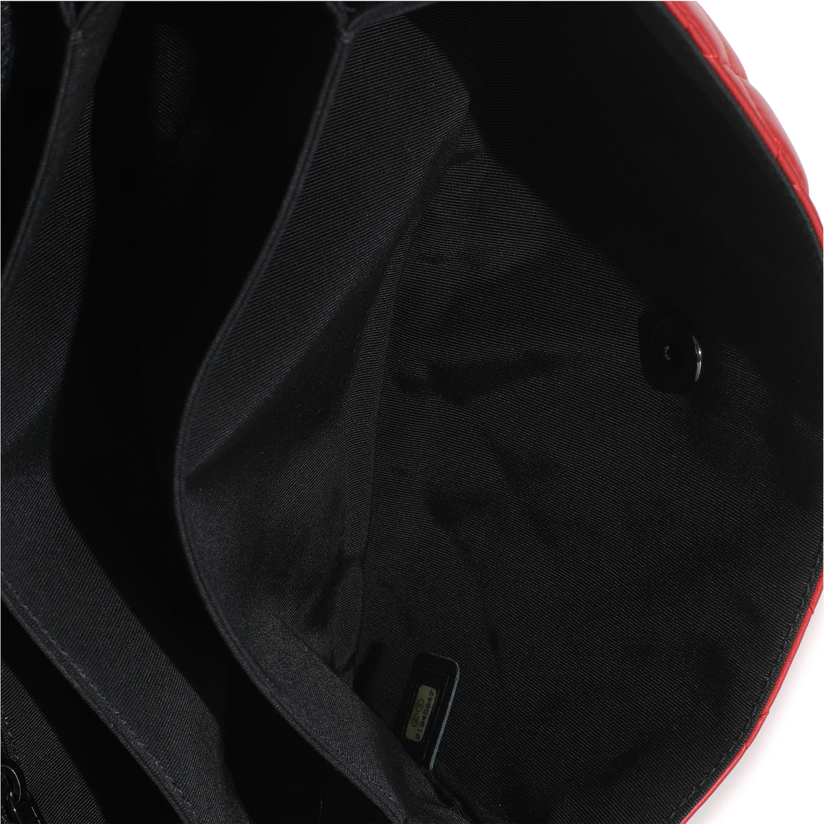 Vintage Black Red Quilted Lambskin Two Tone Flap Bag