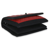 Vintage Black Red Quilted Lambskin Two Tone Flap Bag