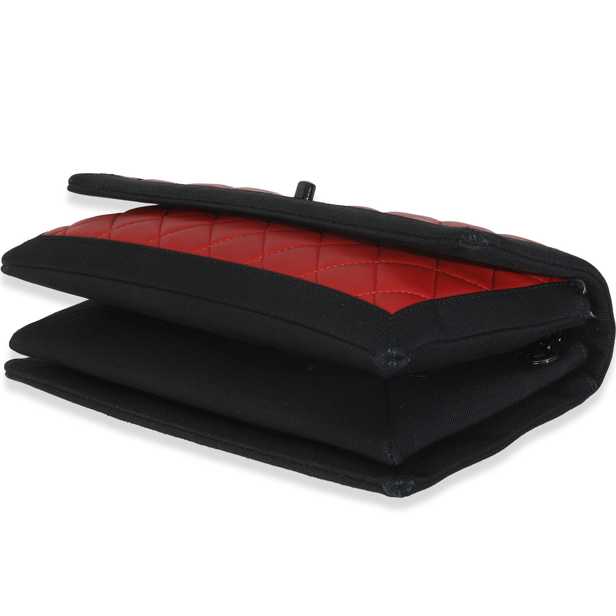 Vintage Black Red Quilted Lambskin Two Tone Flap Bag