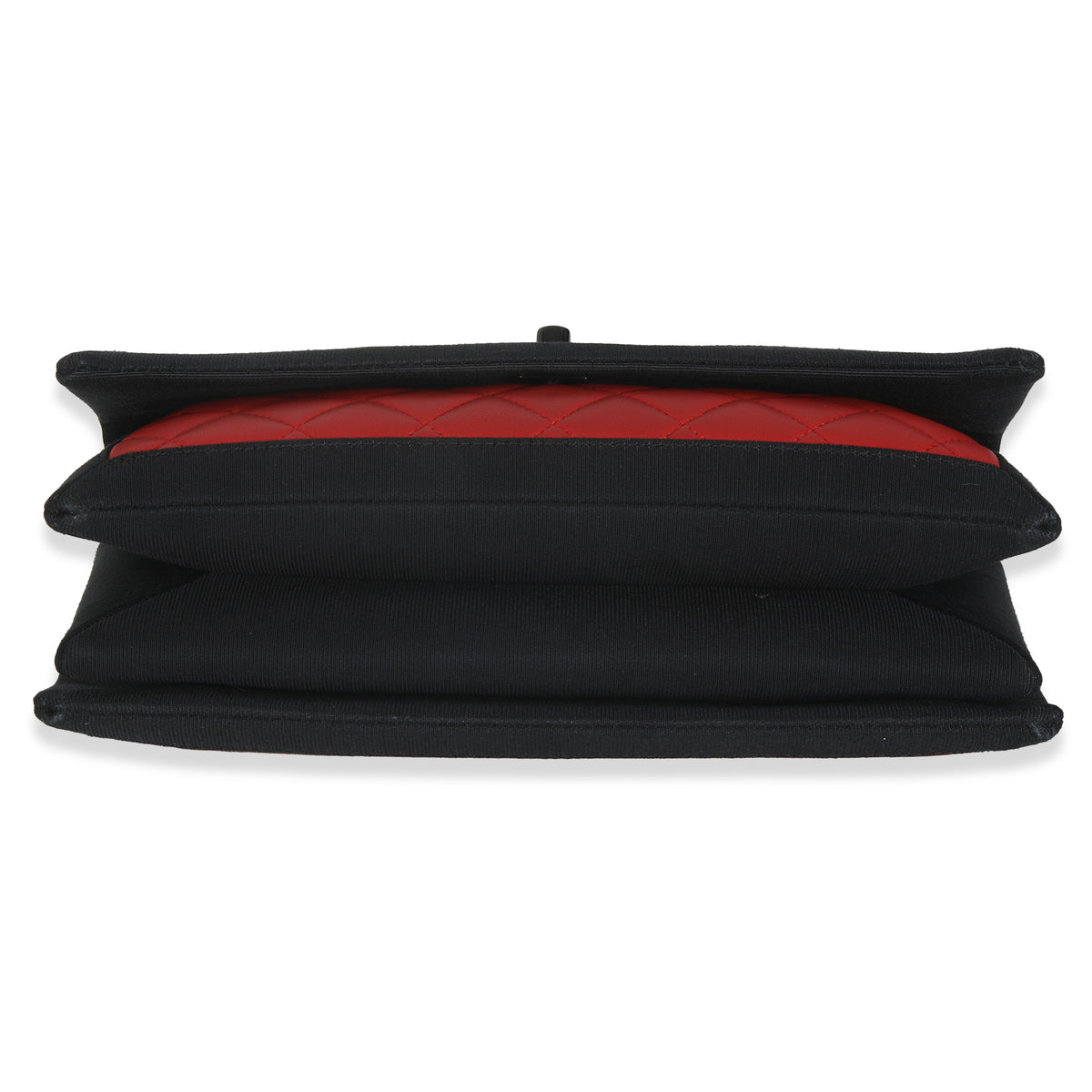 Vintage Black Red Quilted Lambskin Two Tone Flap Bag