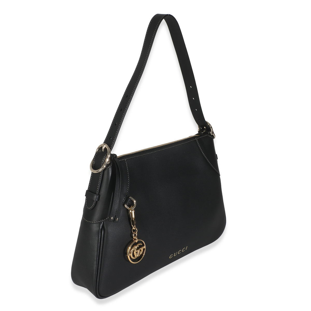 Black Calfskin Medium GG Emblem Shoulder Bag