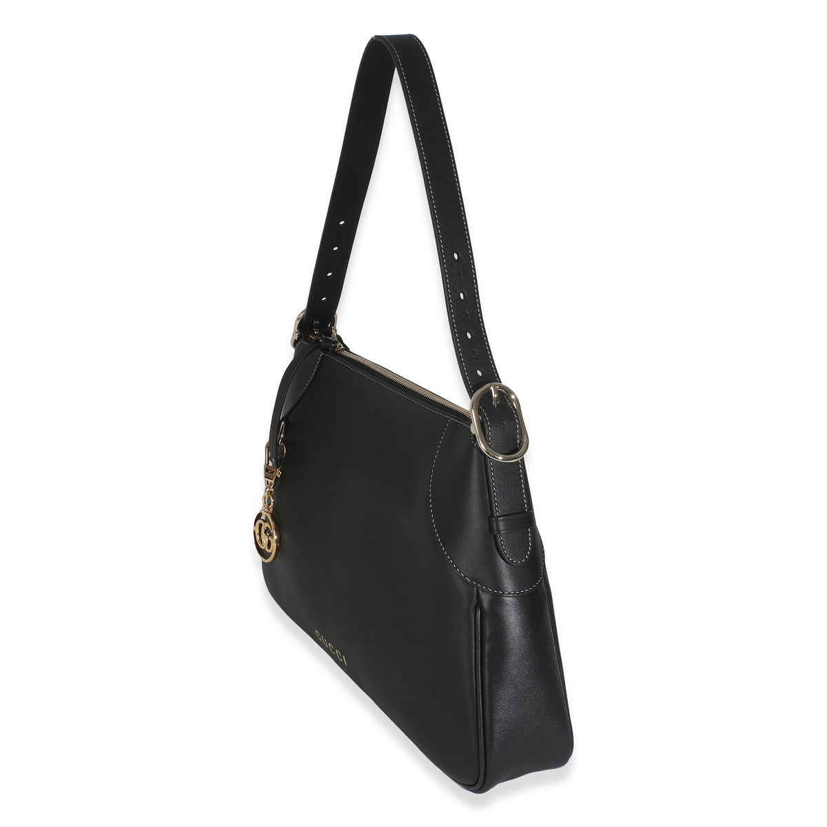 Black Calfskin Medium GG Emblem Shoulder Bag