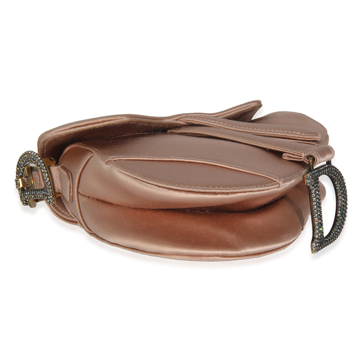 Pink Satin Crystal Mini Saddle Bag