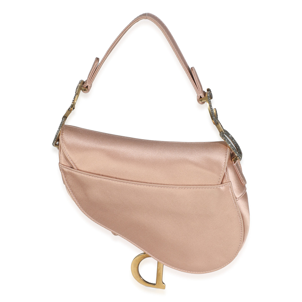Pink Satin Crystal Mini Saddle Bag