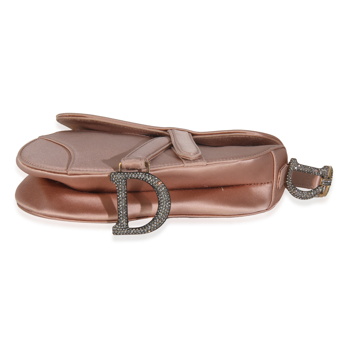 Pink Satin Crystal Mini Saddle Bag