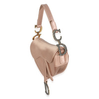 Pink Satin Crystal Mini Saddle Bag