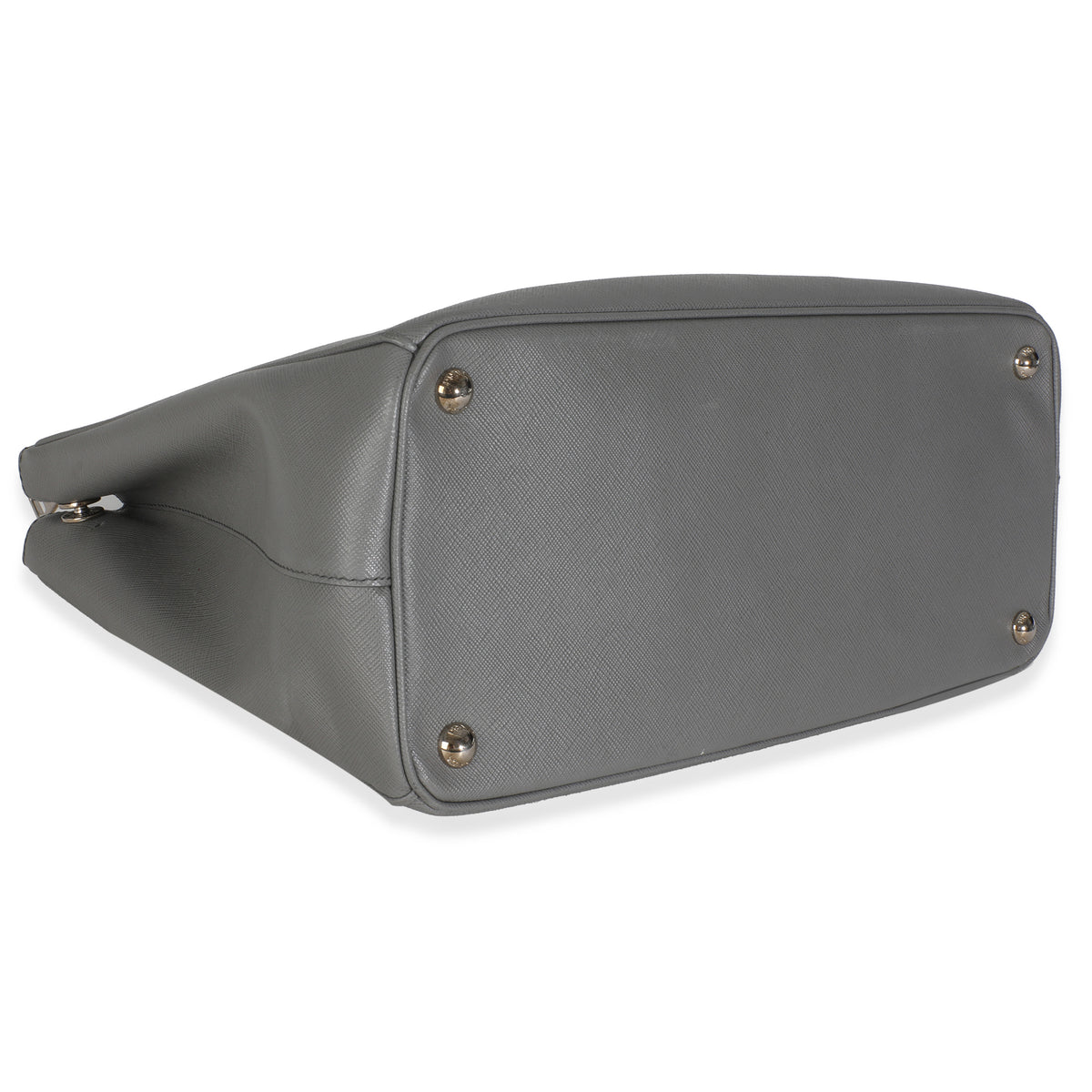 Grey Saffiano Lux Double Zip Tote