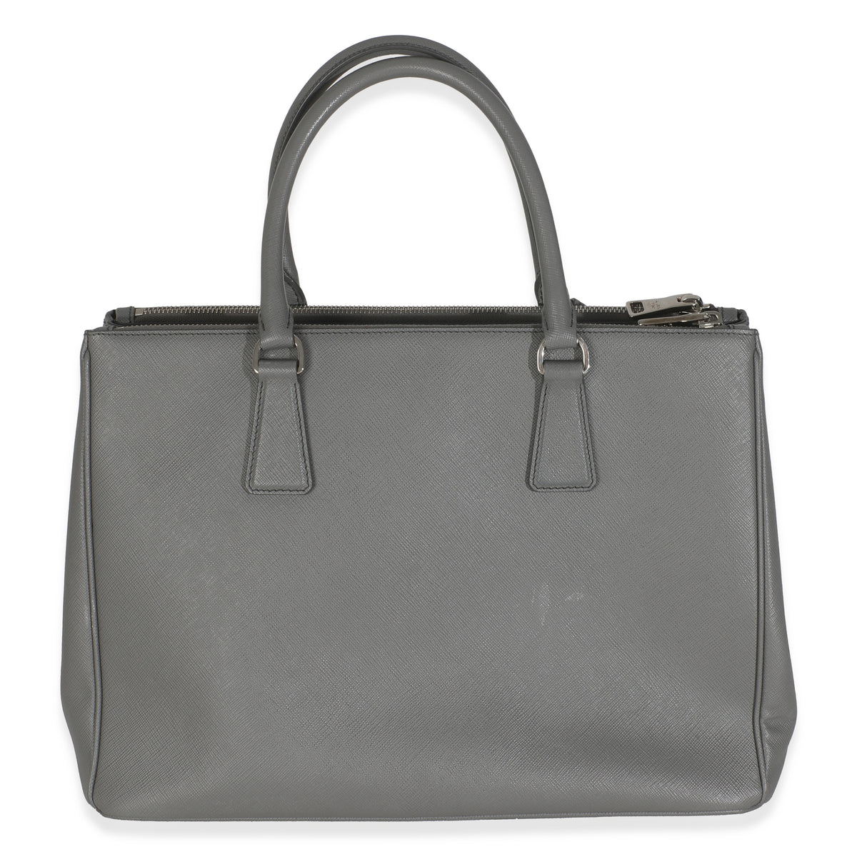 Grey Saffiano Lux Double Zip Tote