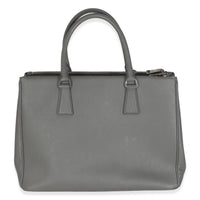 Grey Saffiano Lux Double Zip Tote