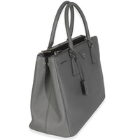 Grey Saffiano Lux Double Zip Tote