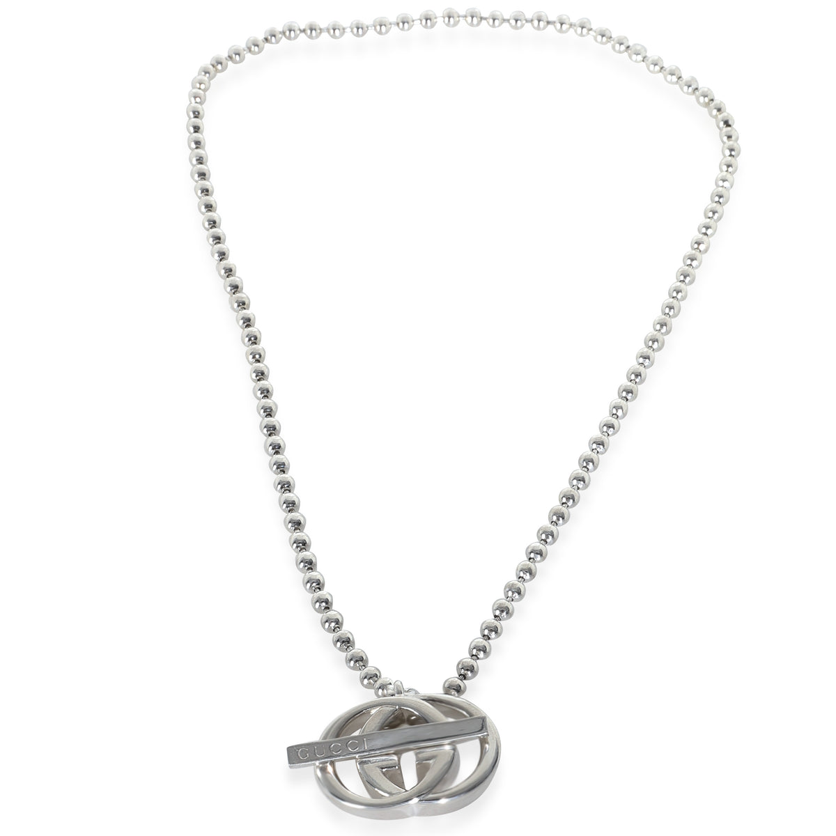 Sterling Silver  Interlocking GG Toggle Necklace