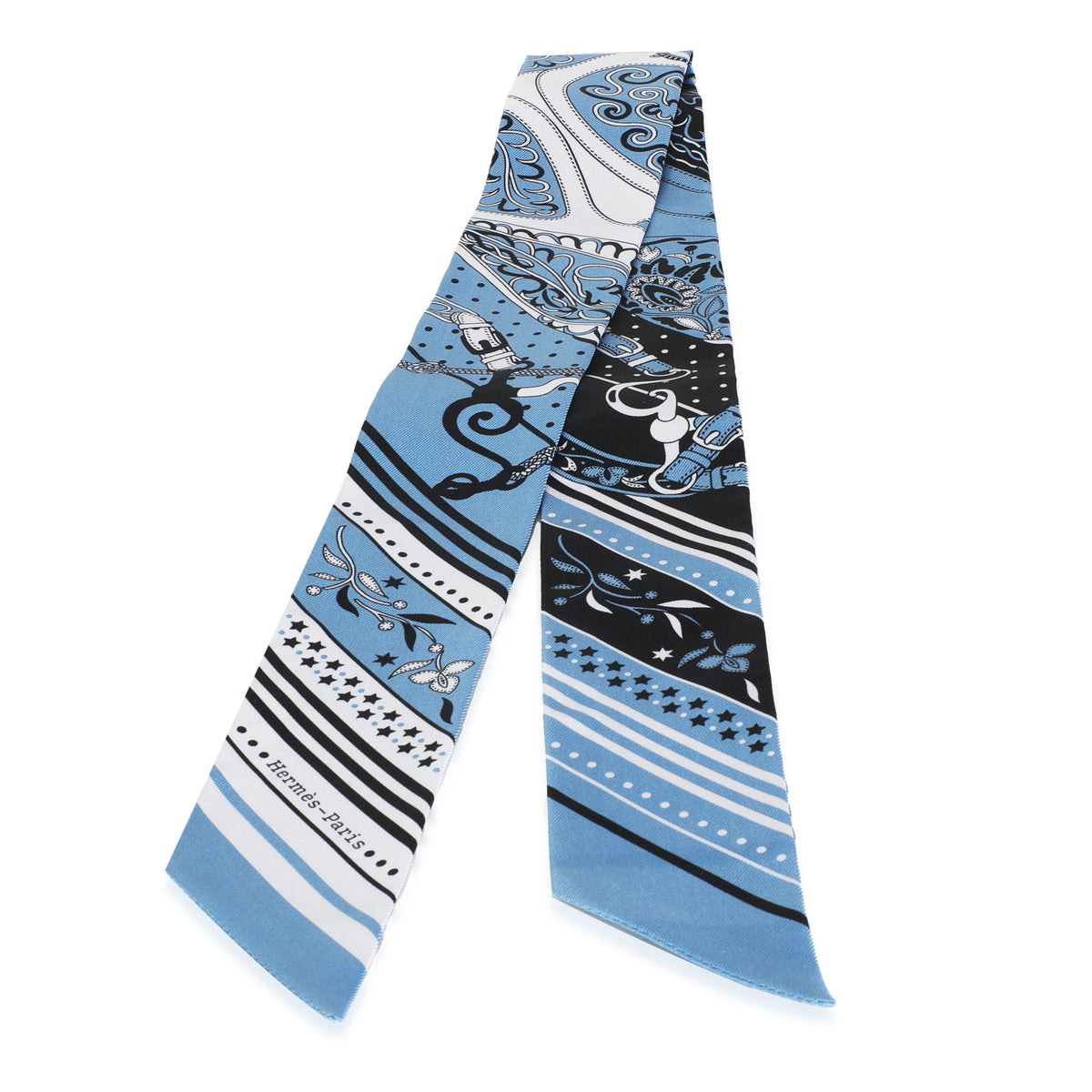 Blue Jean Blanc Noir Silk Festival Des Amazones Bandanna Twilly
